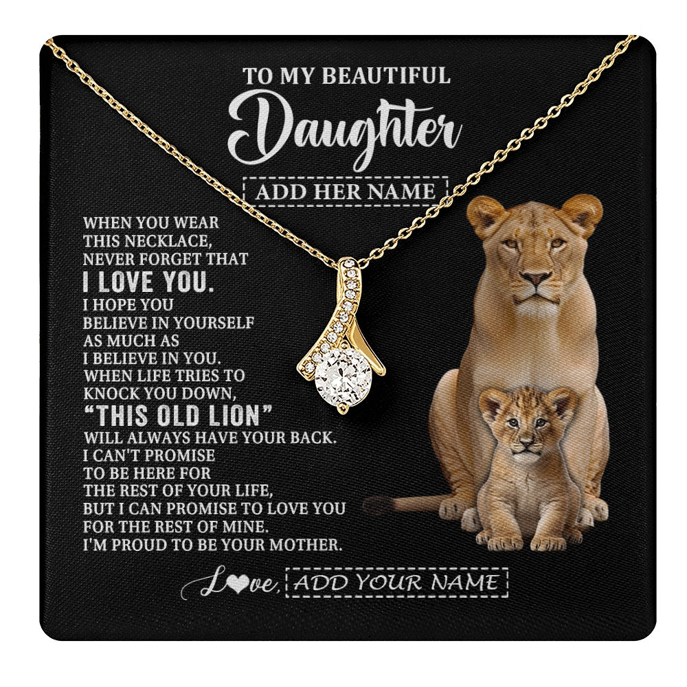 Alluring Beauty Necklace 18K Yellow Gold Finish | 1 | Personalized To My Daughter Gifts From Mom Mother Necklace This Old Lion Love You Daughter Birthday Gifts Graduation Christmas Jewelry Gift Box Message Card | https://teecentury.