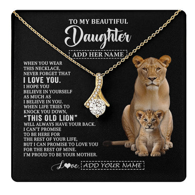 Alluring Beauty Necklace 18K Yellow Gold Finish | 1 | Personalized To My Daughter Gifts From Mom Mother Necklace This Old Lion Love You Daughter Birthday Gifts Graduation Christmas Jewelry Gift Box Message Card | https://teecentury.