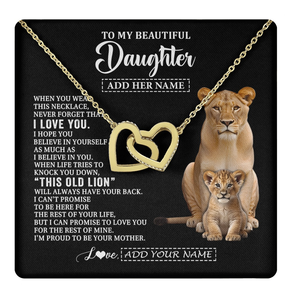Interlocking Hearts Necklace 18K Yellow Gold Finish | 1 | Personalized To My Daughter Gifts From Mom Mother Necklace This Old Lion Love You Daughter Birthday Gifts Graduation Christmas Jewelry Gift Box Message Card | https://teecentury.