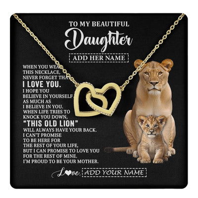 Interlocking Hearts Necklace 18K Yellow Gold Finish | 1 | Personalized To My Daughter Gifts From Mom Mother Necklace This Old Lion Love You Daughter Birthday Gifts Graduation Christmas Jewelry Gift Box Message Card | https://teecentury.