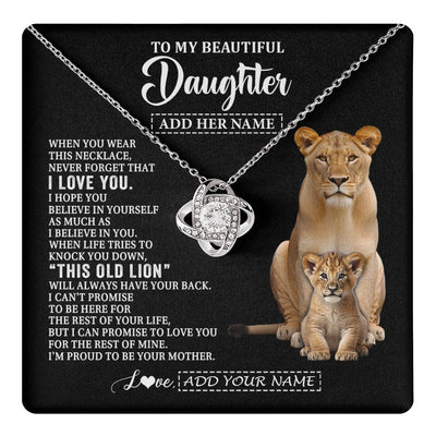 Love Knot Necklace 14K White Gold Finish | 1 | Personalized To My Daughter Gifts From Mom Mother Necklace This Old Lion Love You Daughter Birthday Gifts Graduation Christmas Jewelry Gift Box Message Card | https://teecentury.