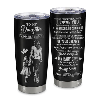 Personalized To My Daughter Gifts From Mom Mother Tumbler Never Forget How Much I Love You Daughter Birthday Graduation Christmas Gift Custom Stainless Steel Travel Mug | teecentury
