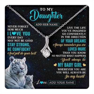 Alluring Beauty Necklace 14K White Gold Finish | 1 | Personalized To My Daughter Gifts From Mom Necklace White Tiger Never Forget How Much I Love You Daughter Birthday Graduation Christmas Gift Box Message Card | teecentury.myshopify