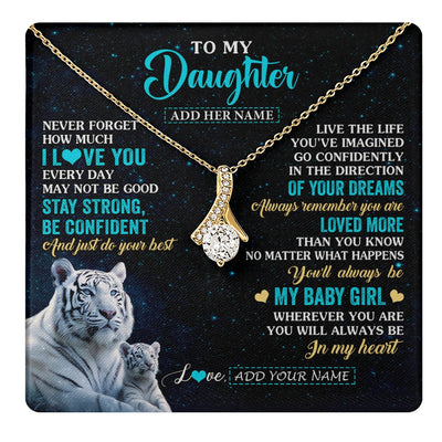 Alluring Beauty Necklace 18K Yellow Gold Finish | 1 | Personalized To My Daughter Gifts From Mom Necklace White Tiger Never Forget How Much I Love You Daughter Birthday Graduation Christmas Gift Box Message Card | teecentury.myshopify