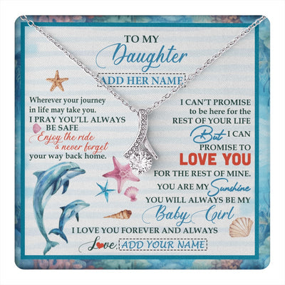 Alluring Beauty Necklace 14K White Gold Finish | 1 | Personalized To My Daughter Gifts Necklace Dolphin From Mom Dad My Sunshine For Jewelry Daughter Birthday Gift Christmas Custom Gift Box Message Card | https://teecentury.