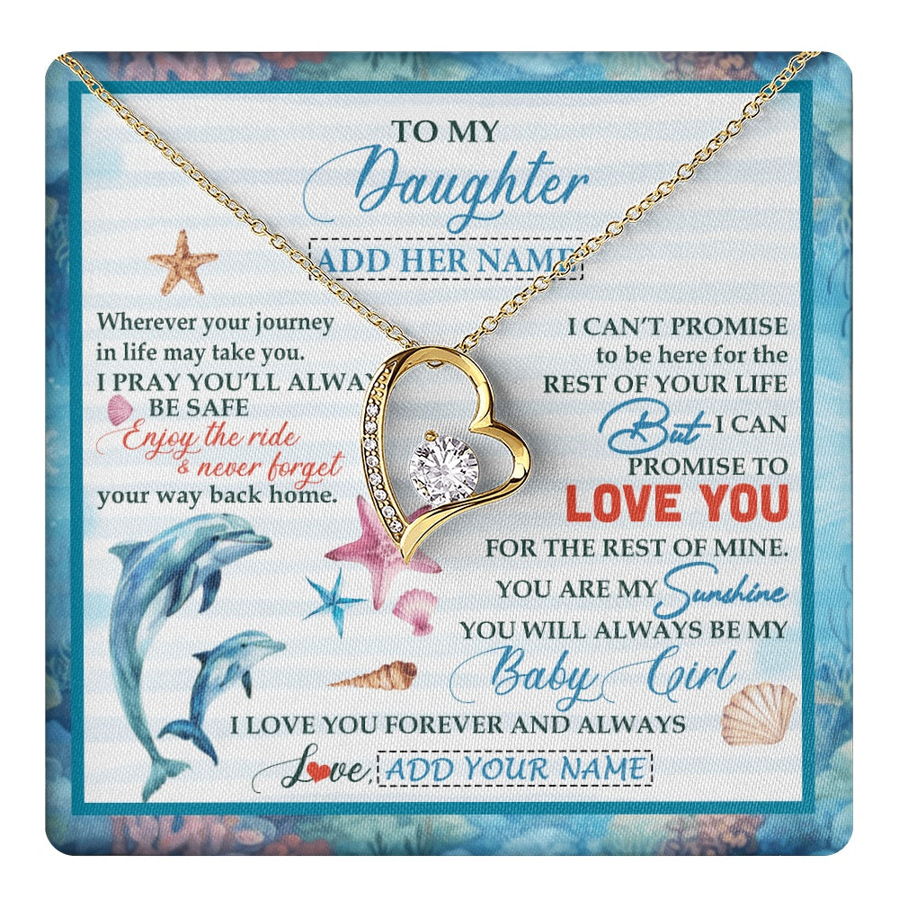 Forever Love Necklace 18K Yellow Gold Finish | 1 | Personalized To My Daughter Gifts Necklace Dolphin From Mom Dad My Sunshine For Jewelry Daughter Birthday Gift Christmas Custom Gift Box Message Card | https://teecentury.