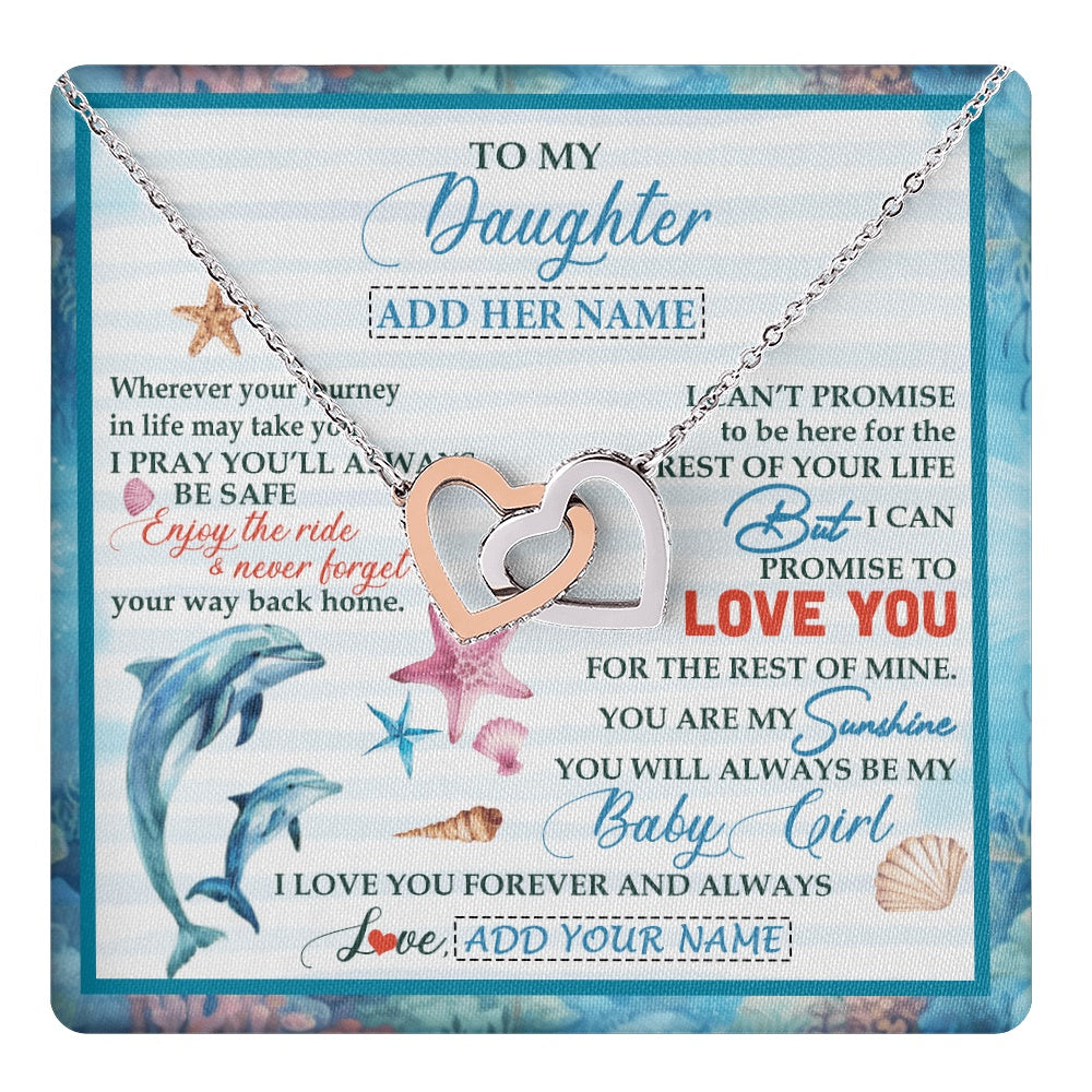Interlocking Hearts Necklace Stainless Steel & Rose Gold Finish | 1 | Personalized To My Daughter Gifts Necklace Dolphin From Mom Dad My Sunshine For Jewelry Daughter Birthday Gift Christmas Custom Gift Box Message Card | https://teecentury.