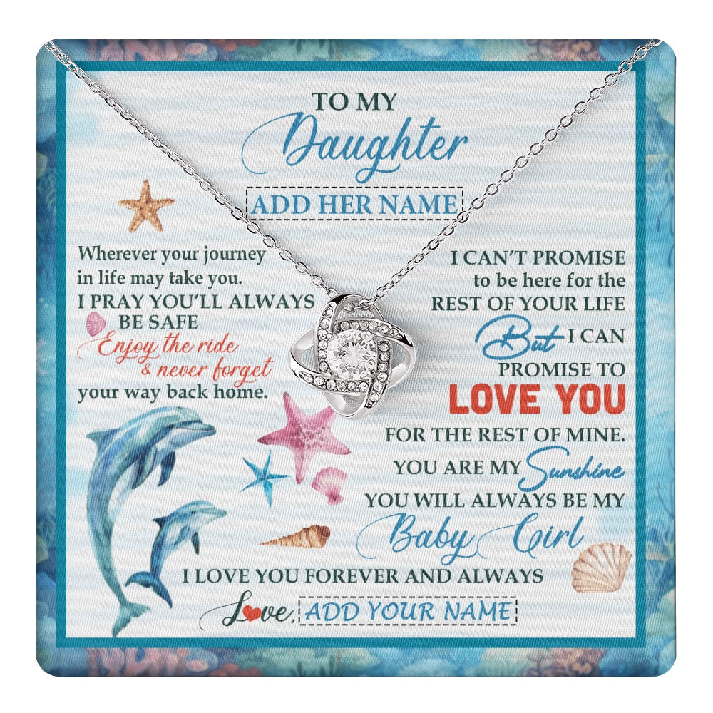 Love Knot Necklace 14K White Gold Finish | 1 | Personalized To My Daughter Gifts Necklace Dolphin From Mom Dad My Sunshine For Jewelry Daughter Birthday Gift Christmas Custom Gift Box Message Card | https://teecentury.