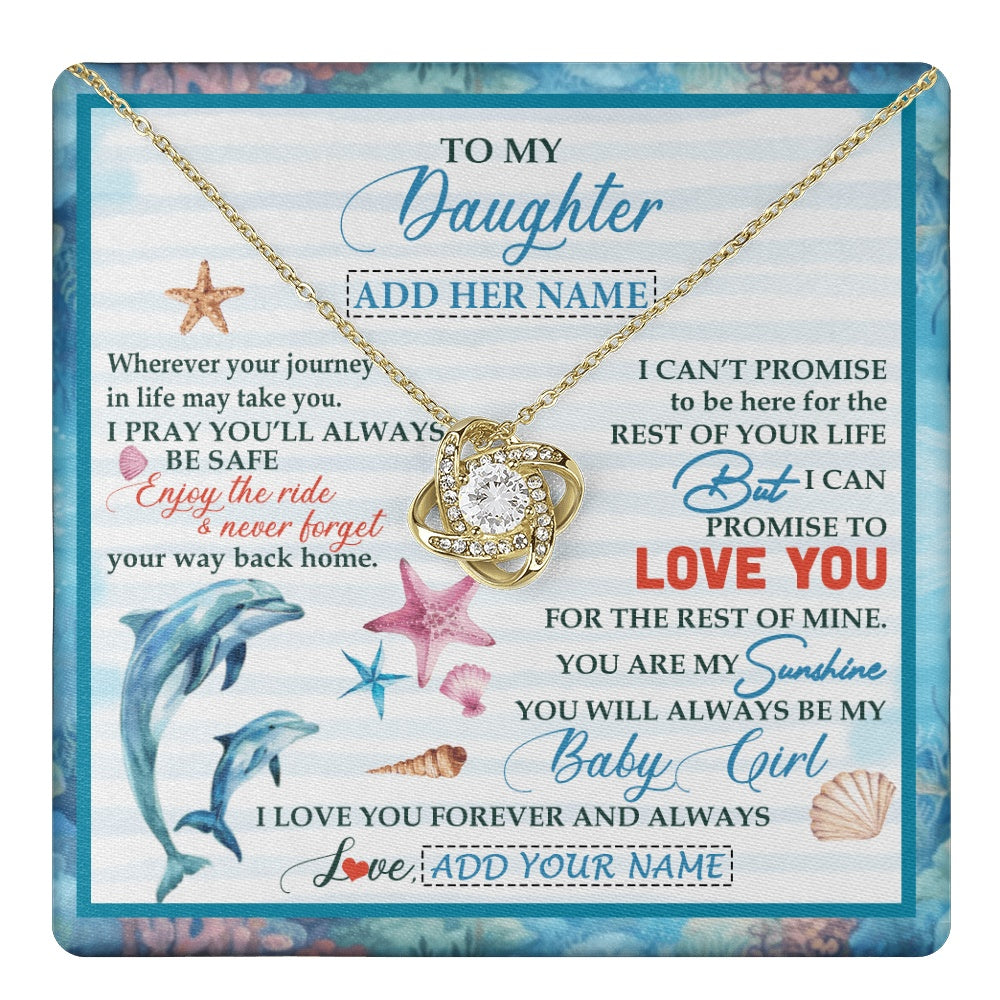 Love Knot Necklace 18K Yellow Gold Finish | 1 | Personalized To My Daughter Gifts Necklace Dolphin From Mom Dad My Sunshine For Jewelry Daughter Birthday Gift Christmas Custom Gift Box Message Card | https://teecentury.