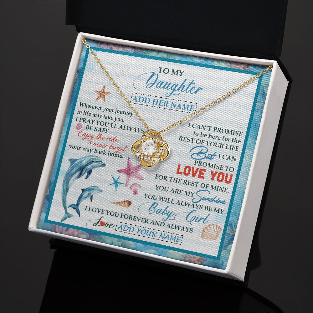 Love Knot Necklace 18K Yellow Gold Finish | 2 | Personalized To My Daughter Gifts Necklace Dolphin From Mom Dad My Sunshine For Jewelry Daughter Birthday Gift Christmas Custom Gift Box Message Card | https://teecentury.