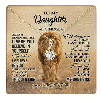 Alluring Beauty Necklace 18K Yellow Gold Finish | 1 | Personalized To My Daughter Gifts Necklace From Dad Father Always Remember Lion Gifts For Daughter Birthday Graduation Christmas Custom Gift Box Message Card | https://teecentury.