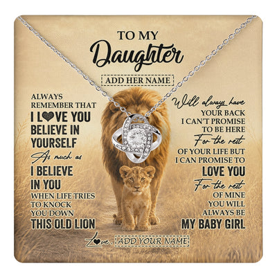 Love Knot Necklace 14K White Gold Finish | 1 | Personalized To My Daughter Gifts Necklace From Dad Father Always Remember Lion Gifts For Daughter Birthday Graduation Christmas Custom Gift Box Message Card | https://teecentury.