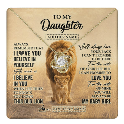 Love Knot Necklace 18K Yellow Gold Finish | 1 | Personalized To My Daughter Gifts Necklace From Dad Father Always Remember Lion Gifts For Daughter Birthday Graduation Christmas Custom Gift Box Message Card | https://teecentury.
