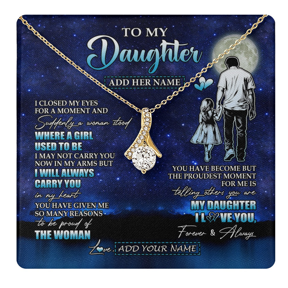 Alluring Beauty Necklace 18K Yellow Gold Finish | 1 | Personalized To My Daughter Gifts Necklace From Dad Father I Closed My Eyes For A Moment Daughter Birthday Graduation Christmas Custom Gift Box Message Card | teecentury.myshopify