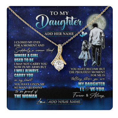 Alluring Beauty Necklace 18K Yellow Gold Finish | 1 | Personalized To My Daughter Gifts Necklace From Dad Father I Closed My Eyes For A Moment Daughter Birthday Graduation Christmas Custom Gift Box Message Card | teecentury.myshopify