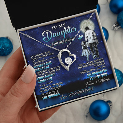 Forever Love Necklace 14K White Gold Finish | 2 | Personalized To My Daughter Gifts Necklace From Dad Father I Closed My Eyes For A Moment Daughter Birthday Graduation Christmas Custom Gift Box Message Card | teecentury.myshopify