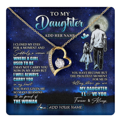 Forever Love Necklace 18K Yellow Gold Finish | 1 | Personalized To My Daughter Gifts Necklace From Dad Father I Closed My Eyes For A Moment Daughter Birthday Graduation Christmas Custom Gift Box Message Card | teecentury.myshopify