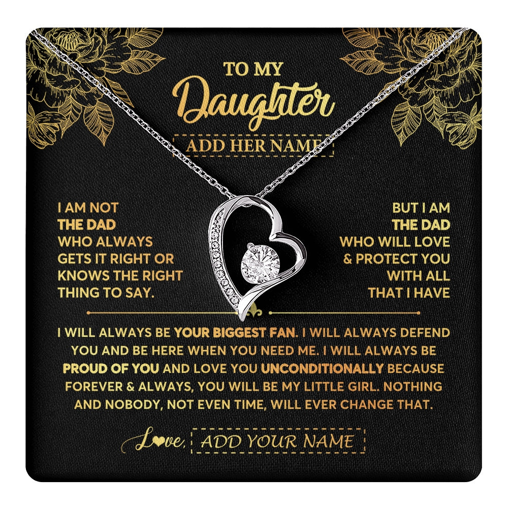 Forever Love Necklace 14K White Gold Finish | 1 | Personalized To My Daughter Gifts Necklace From Dad Father Meaningful Family Jewelry Birthday Gifts For Daughter Christmas Custom Gift Box Message Card | https://teecentury.