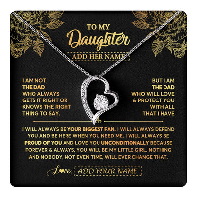 Forever Love Necklace 14K White Gold Finish | 1 | Personalized To My Daughter Gifts Necklace From Dad Father Meaningful Family Jewelry Birthday Gifts For Daughter Christmas Custom Gift Box Message Card | https://teecentury.