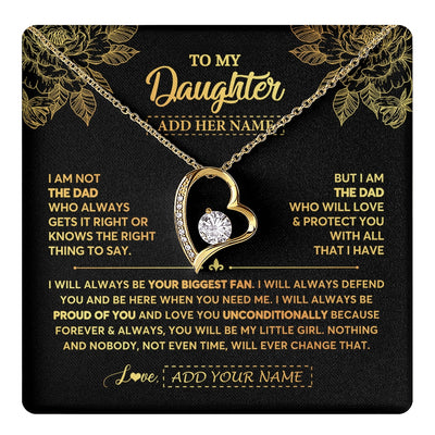 Forever Love Necklace 18K Yellow Gold Finish | 1 | Personalized To My Daughter Gifts Necklace From Dad Father Meaningful Family Jewelry Birthday Gifts For Daughter Christmas Custom Gift Box Message Card | https://teecentury.