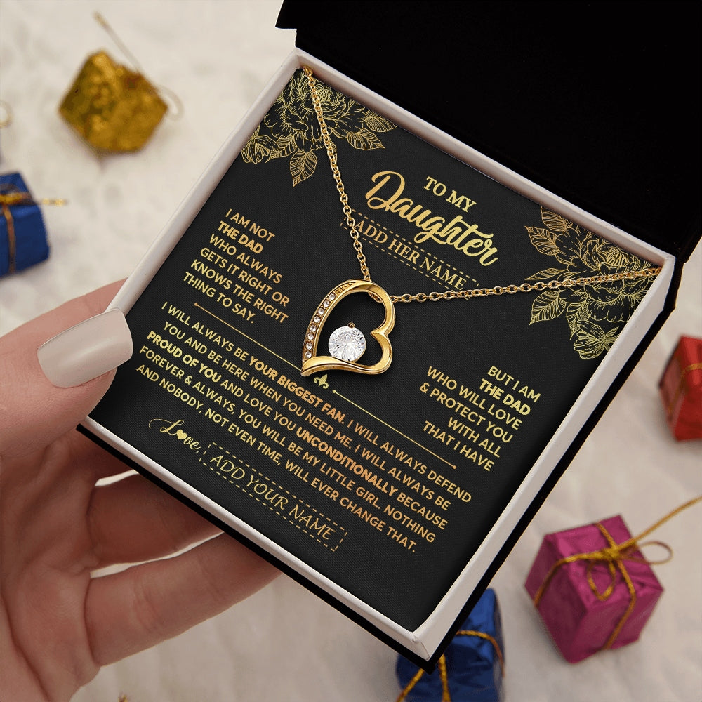 Forever Love Necklace 18K Yellow Gold Finish | 2 | Personalized To My Daughter Gifts Necklace From Dad Father Meaningful Family Jewelry Birthday Gifts For Daughter Christmas Custom Gift Box Message Card | https://teecentury.