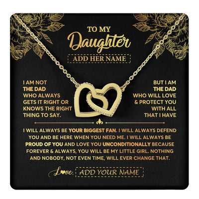 Interlocking Hearts Necklace 18K Yellow Gold Finish | 1 | Personalized To My Daughter Gifts Necklace From Dad Father Meaningful Family Jewelry Birthday Gifts For Daughter Christmas Custom Gift Box Message Card | https://teecentury.