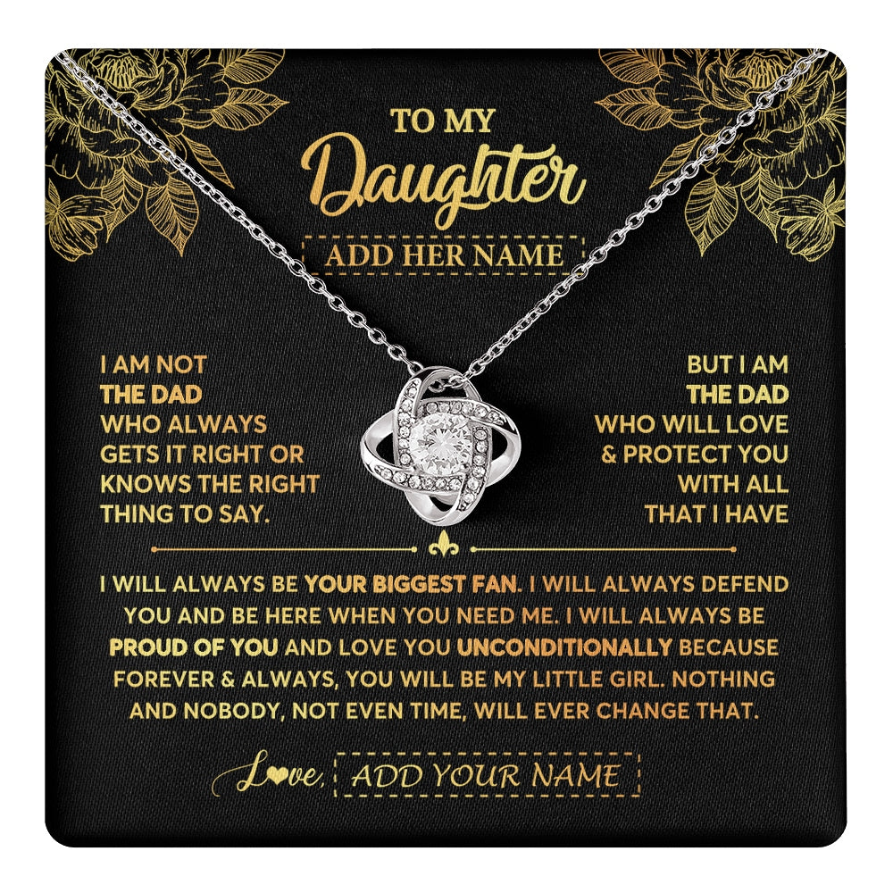 Love Knot Necklace 14K White Gold Finish | 1 | Personalized To My Daughter Gifts Necklace From Dad Father Meaningful Family Jewelry Birthday Gifts For Daughter Christmas Custom Gift Box Message Card | https://teecentury.
