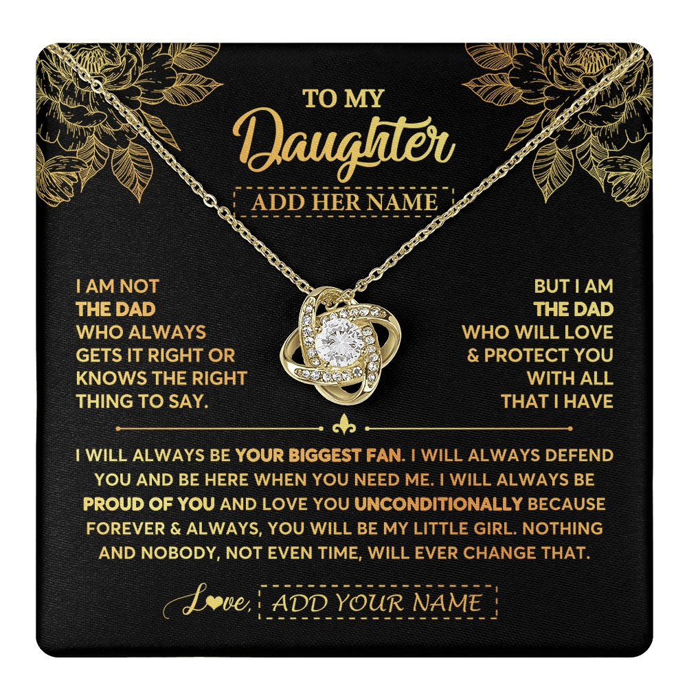 Love Knot Necklace 18K Yellow Gold Finish | 1 | Personalized To My Daughter Gifts Necklace From Dad Father Meaningful Family Jewelry Birthday Gifts For Daughter Christmas Custom Gift Box Message Card | https://teecentury.