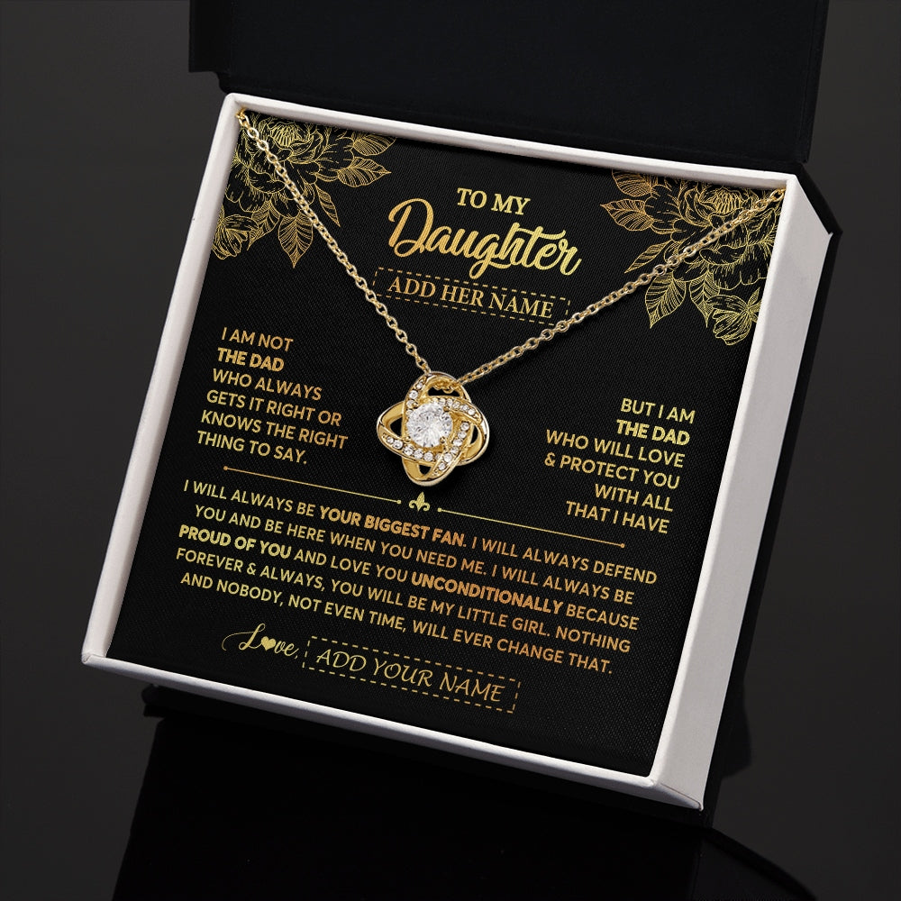 Love Knot Necklace 18K Yellow Gold Finish | 2 | Personalized To My Daughter Gifts Necklace From Dad Father Meaningful Family Jewelry Birthday Gifts For Daughter Christmas Custom Gift Box Message Card | https://teecentury.