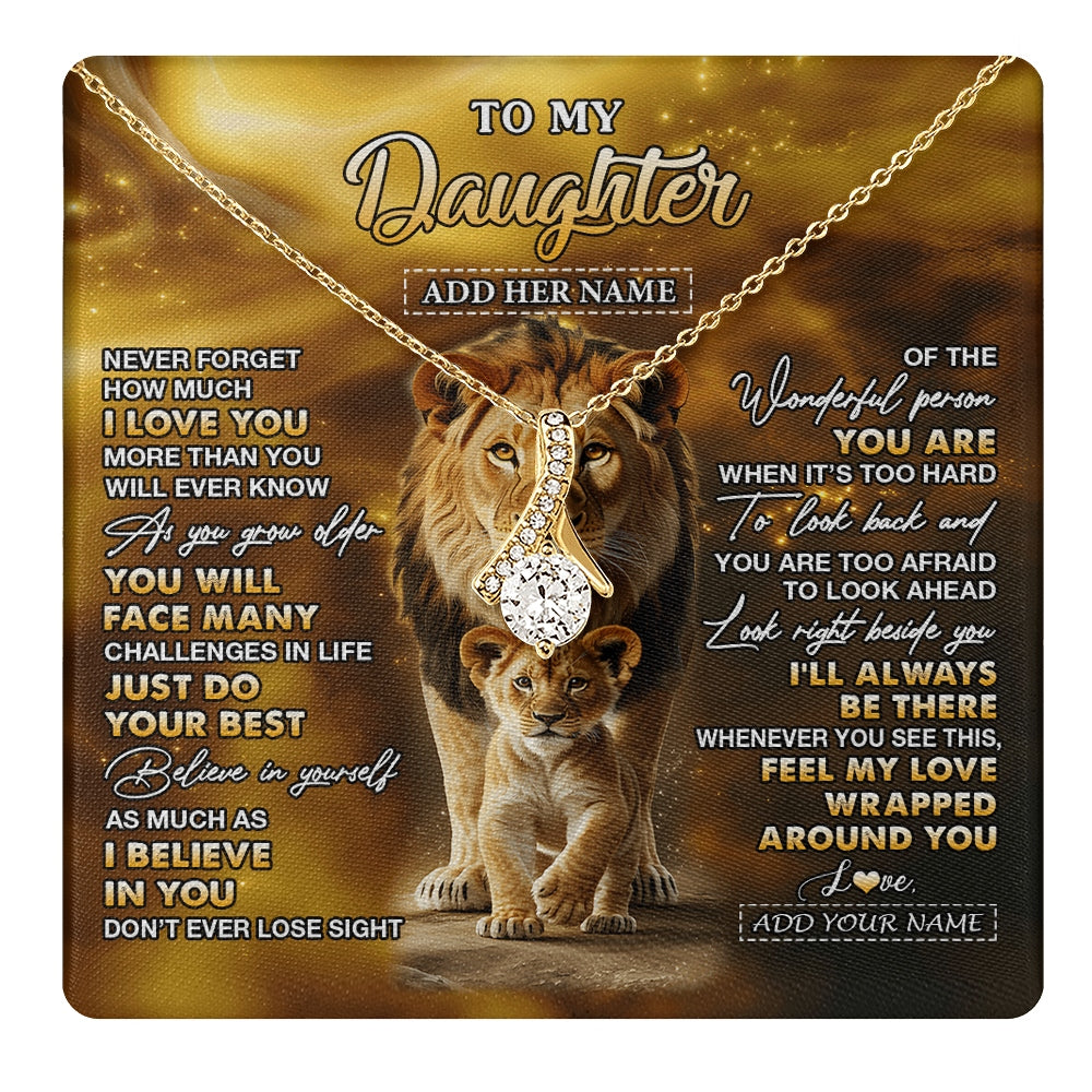 Alluring Beauty Necklace 18K Yellow Gold Finish | 1 | Personalized To My Daughter Gifts Necklace From Dad Father Never Forget How Much I Love You Lion Daughter Birthday Gifts Christmas Custom Gift Box Message Card | https://teecentury.