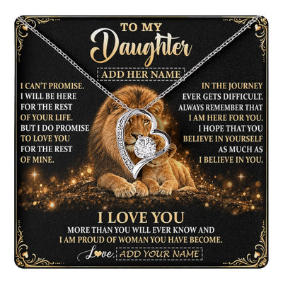 Forever Love Necklace 14K White Gold Finish | 1 | Personalized To My Daughter Gifts Necklace From Dad Father To Daughter Birthday Gifts Love You Forever Lion Graduation Christmas Custom Gift Box Message Card | https://teecentury.