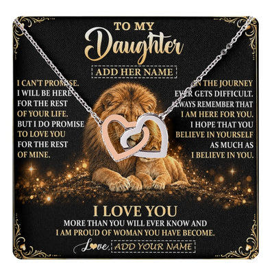 Interlocking Hearts Necklace Stainless Steel & Rose Gold Finish | 1 | Personalized To My Daughter Gifts Necklace From Dad Father To Daughter Birthday Gifts Love You Forever Lion Graduation Christmas Custom Gift Box Message Card | https://teecentury.