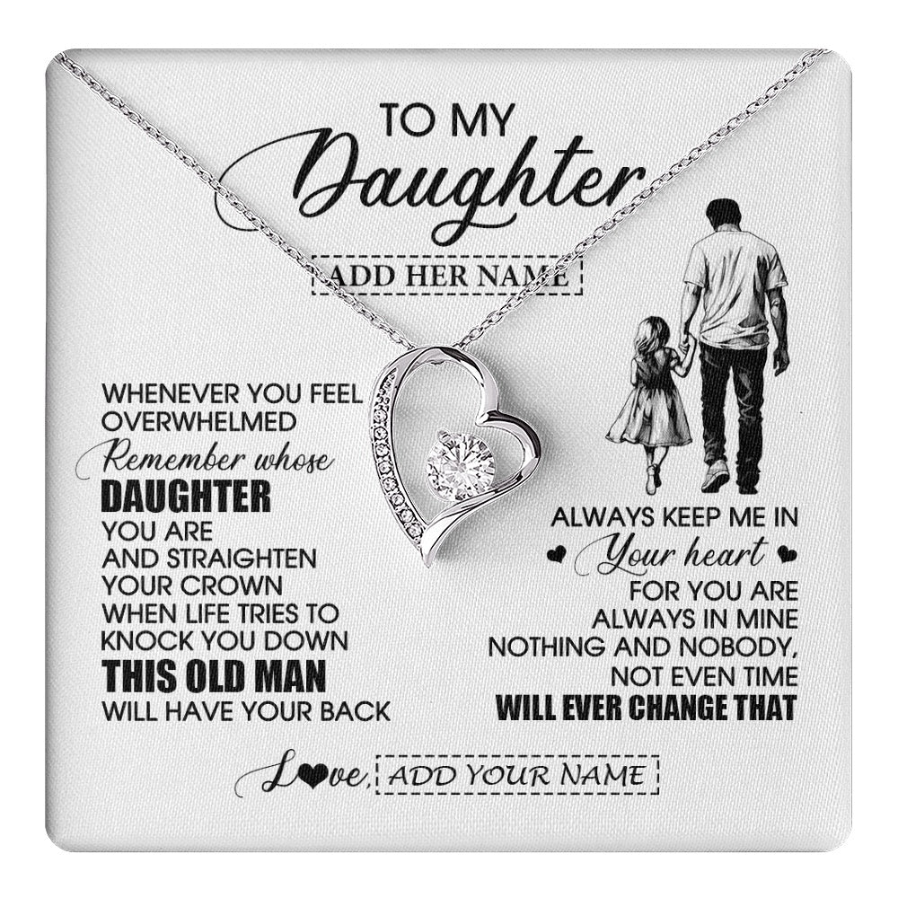 Forever Love Necklace 14K White Gold Finish | 1 | Personalized To My Daughter Gifts Necklace From Dad Father Whenever Man Unique Birthday Gifts For Daughter Graduation Christmas Custom Gift Box Message Card | teecentury.myshopify