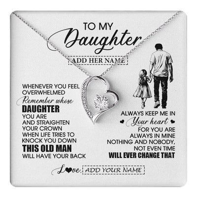 Forever Love Necklace 14K White Gold Finish | 1 | Personalized To My Daughter Gifts Necklace From Dad Father Whenever Man Unique Birthday Gifts For Daughter Graduation Christmas Custom Gift Box Message Card | teecentury.myshopify
