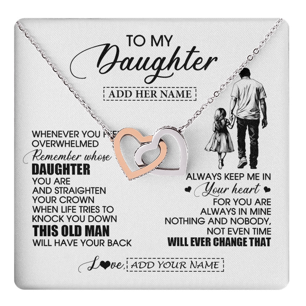 Interlocking Hearts Necklace Stainless Steel & Rose Gold Finish | 1 | Personalized To My Daughter Gifts Necklace From Dad Father Whenever Man Unique Birthday Gifts For Daughter Graduation Christmas Custom Gift Box Message Card | teecentury.myshopify