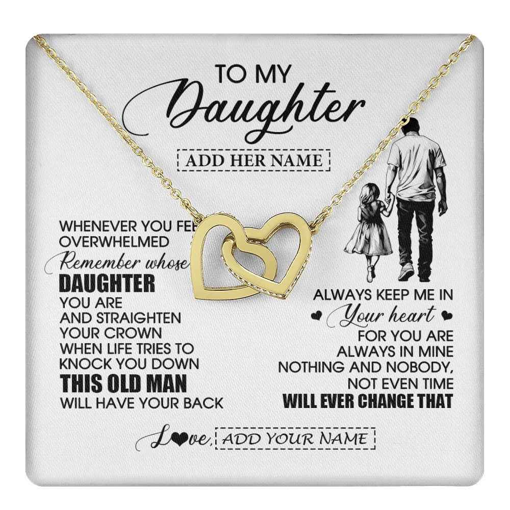 Interlocking Hearts Necklace 18K Yellow Gold Finish | 1 | Personalized To My Daughter Gifts Necklace From Dad Father Whenever Man Unique Birthday Gifts For Daughter Graduation Christmas Custom Gift Box Message Card | teecentury.myshopify