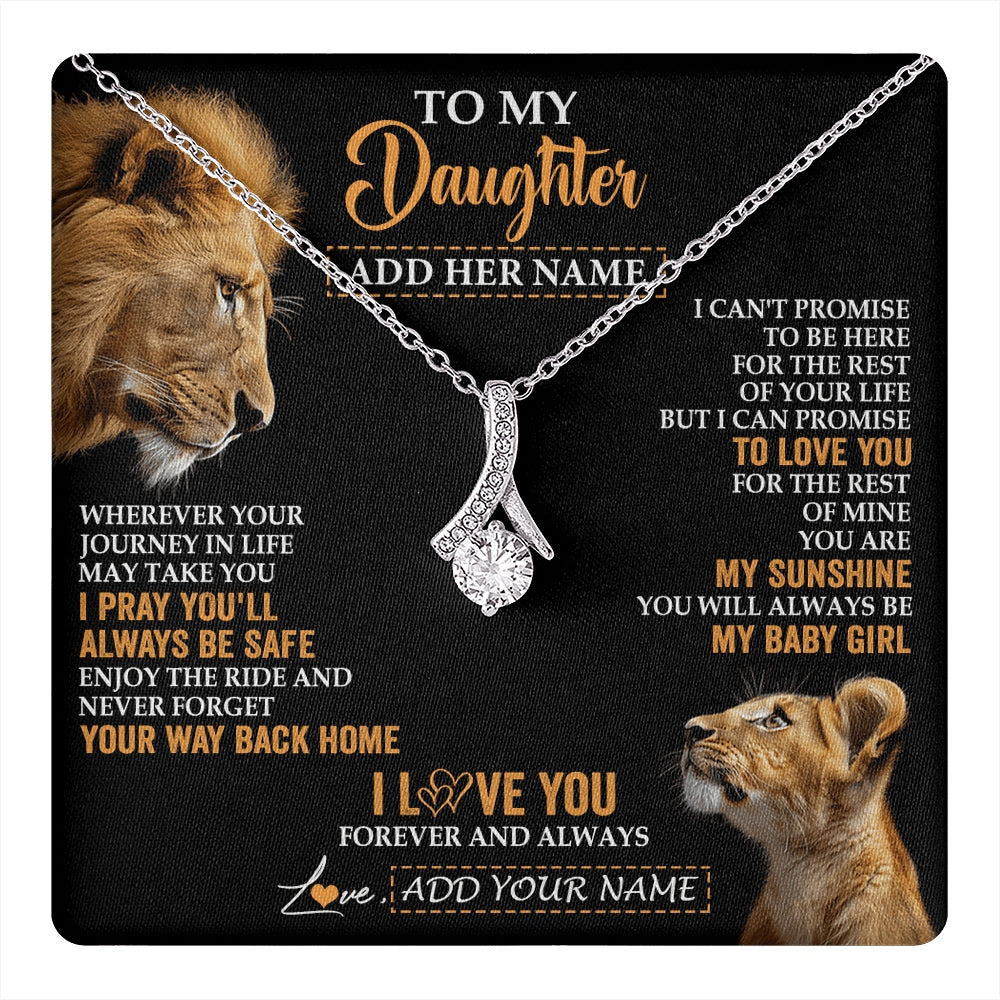 Alluring Beauty Necklace 14K White Gold Finish | 1 | Personalized To My Daughter Gifts Necklace From Dad Father Wherever Your Journey In Life Lion Daughter Birthday Gifts Christmas Custom Gift Box Message Card | https://teecentury.