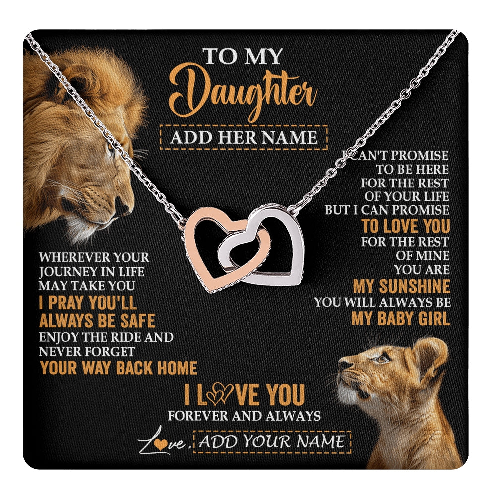 Interlocking Hearts Necklace Stainless Steel & Rose Gold Finish | 1 | Personalized To My Daughter Gifts Necklace From Dad Father Wherever Your Journey In Life Lion Daughter Birthday Gifts Christmas Custom Gift Box Message Card | https://teecentury.