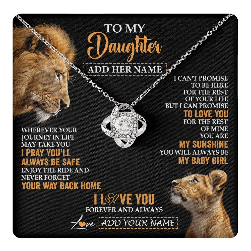 Love Knot Necklace 14K White Gold Finish | 1 | Personalized To My Daughter Gifts Necklace From Dad Father Wherever Your Journey In Life Lion Daughter Birthday Gifts Christmas Custom Gift Box Message Card | https://teecentury.