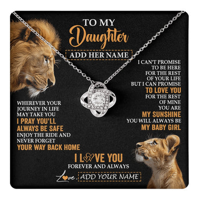 Love Knot Necklace 14K White Gold Finish | 1 | Personalized To My Daughter Gifts Necklace From Dad Father Wherever Your Journey In Life Lion Daughter Birthday Gifts Christmas Custom Gift Box Message Card | https://teecentury.