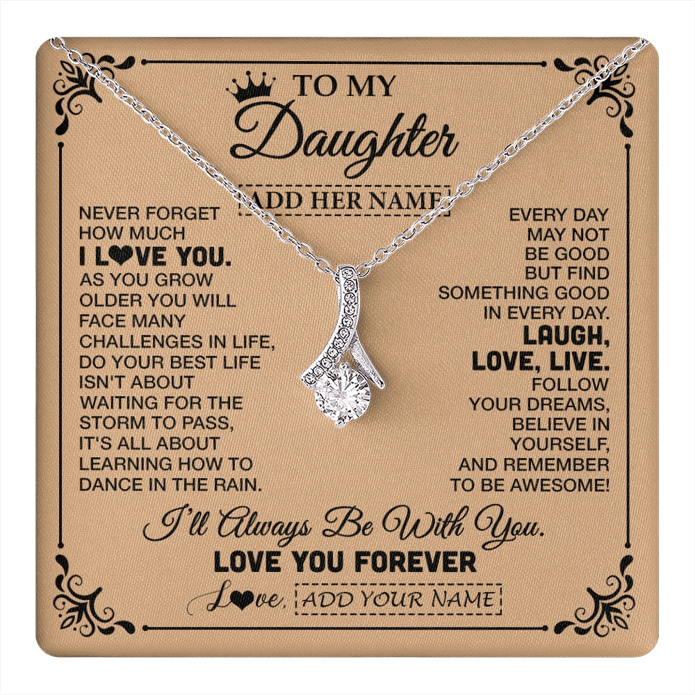 Alluring Beauty Necklace 14K White Gold Finish | 1 | Personalized To My Daughter Gifts Necklace From Dad Mom Never Forget How Much I Love You Daughter Birthday Gifts Christmas Customized Gift Box Message Card | https://teecentury.