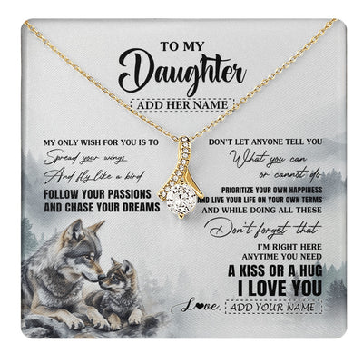 Alluring Beauty Necklace 18K Yellow Gold Finish | 1 | Personalized To My Daughter Gifts Necklace From Dad Mom Wolf My Only Wish For You Daughter Birthday Gifts Graduation Christmas Customized Gift Box Message Card | https://teecentury.