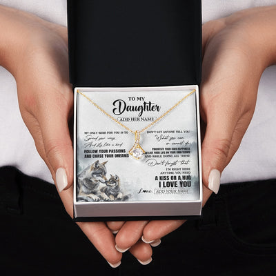 Alluring Beauty Necklace 18K Yellow Gold Finish | 2 | Personalized To My Daughter Gifts Necklace From Dad Mom Wolf My Only Wish For You Daughter Birthday Gifts Graduation Christmas Customized Gift Box Message Card | https://teecentury.