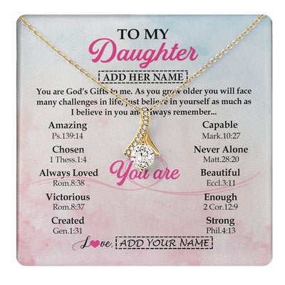 Alluring Beauty Necklace 18K Yellow Gold Finish | 1 | Personalized To My Daughter Gifts Necklace From Mom Christian Religious Jewelry Gifts For Daughter Birthday Graduation Christmas Custom Gift Box Message Card | https://teecentury.