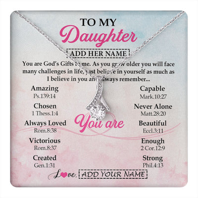 Alluring Beauty Necklace 14K White Gold Finish | 1 | Personalized To My Daughter Gifts Necklace From Mom Christian Religious Jewelry Gifts For Daughter Birthday Graduation Christmas Custom Gift Box Message Card | https://teecentury.
