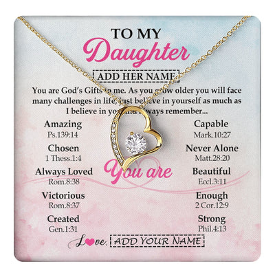 Forever Love Necklace 18K Yellow Gold Finish | 1 | Personalized To My Daughter Gifts Necklace From Mom Christian Religious Jewelry Gifts For Daughter Birthday Graduation Christmas Custom Gift Box Message Card | https://teecentury.