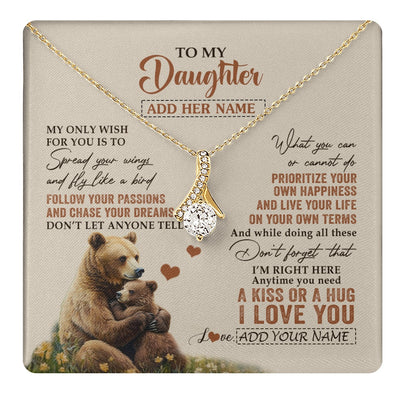 Alluring Beauty Necklace 18K Yellow Gold Finish | 1 | Personalized To My Daughter Gifts Necklace From Mom Dad Bear My Only Wish For You Daughter Birthday Gifts Graduation Christmas Custom Gift Box Message Card | teecentury.myshopify