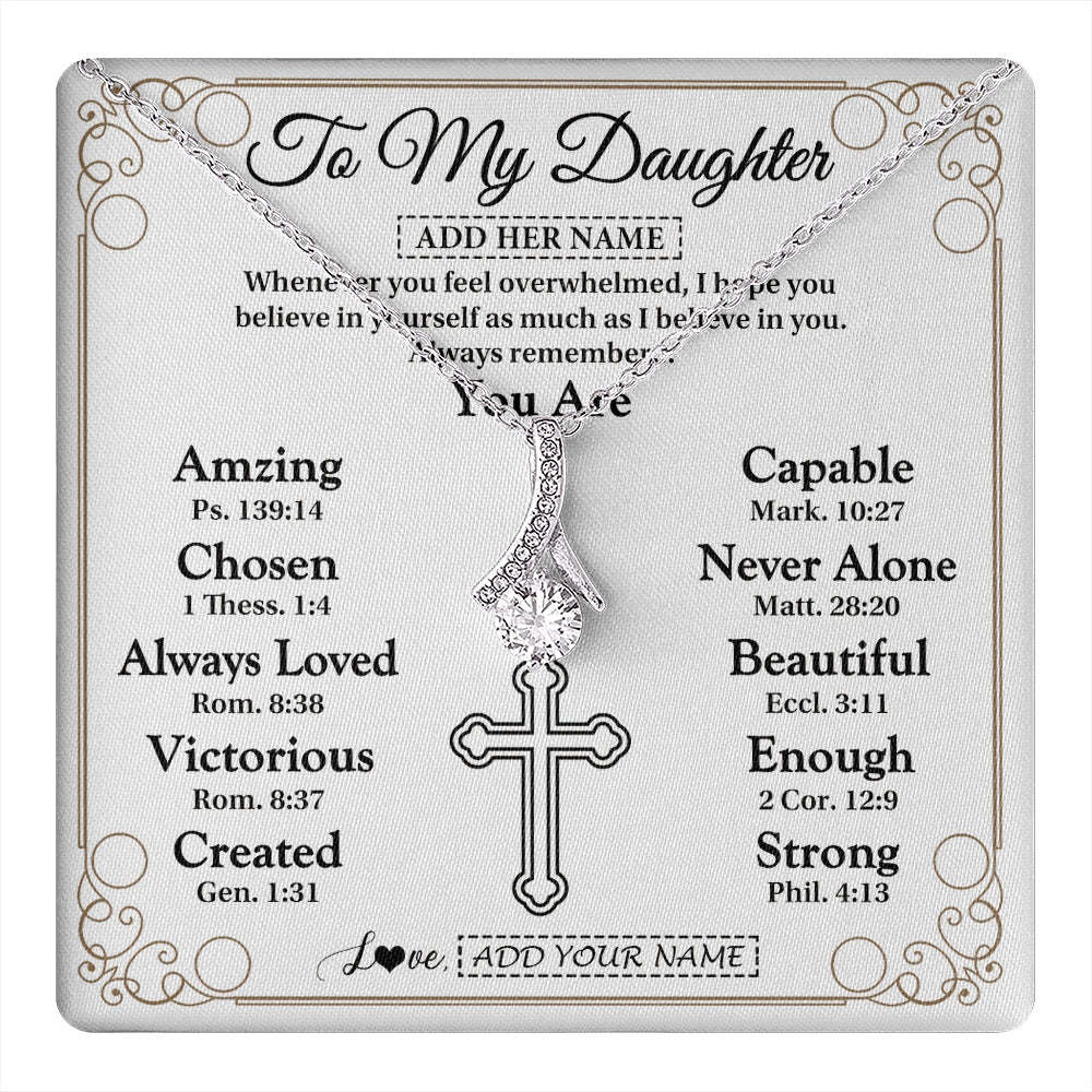 Alluring Beauty Necklace 14K White Gold Finish | 1 | Personalized To My Daughter Gifts Necklace From Mom Dad Christ Christian Gifts For Daughter Birthday Christmas Graduation Custom Gift Box Message Card | https://teecentury.