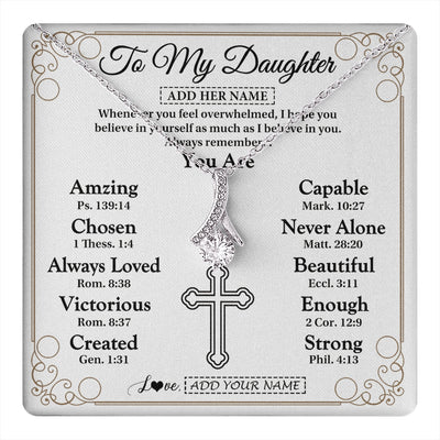 Alluring Beauty Necklace 14K White Gold Finish | 1 | Personalized To My Daughter Gifts Necklace From Mom Dad Christ Christian Gifts For Daughter Birthday Christmas Graduation Custom Gift Box Message Card | https://teecentury.