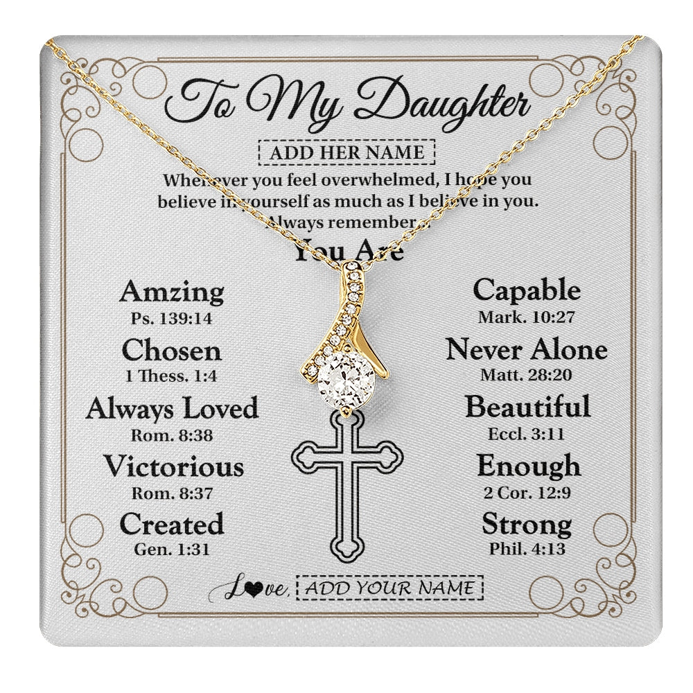 Alluring Beauty Necklace 18K Yellow Gold Finish | 1 | Personalized To My Daughter Gifts Necklace From Mom Dad Christ Christian Gifts For Daughter Birthday Christmas Graduation Custom Gift Box Message Card | https://teecentury.